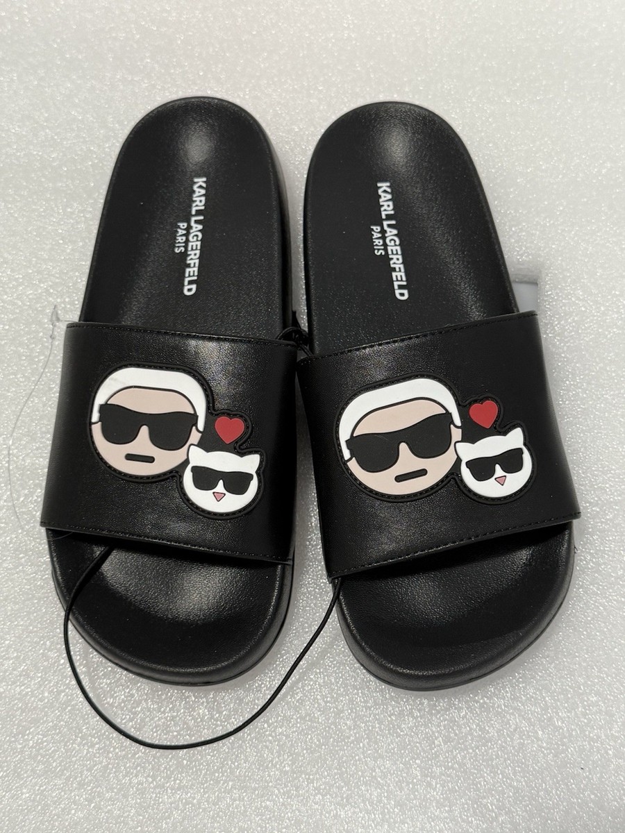 NEW Karl Lagerfeld Paris ZIVEN A25 Slides Sandals Black Karl  display picture 1