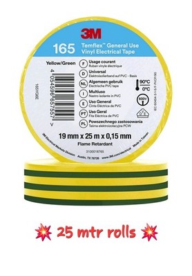 3M 165YG6E Temflex  165 Isolierband gelb 25m x 19mm - 1 Rolle