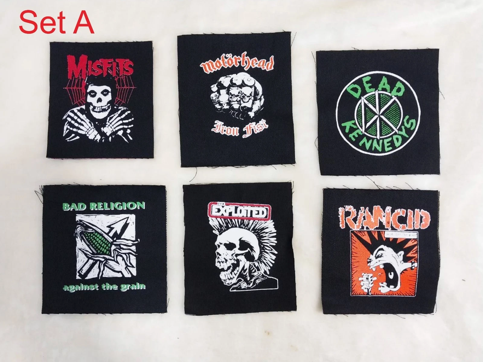 Set of 6 Punk Rock Patches Misfits Motörhead Dead Kennedys Bad Religion Exploite