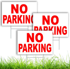 3 PC No Parking Signs with Stakes, 8X12 DS Coroplast Please Do Not Park on Grass