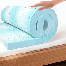 Gel Memory Foam Mattress Topper for Pressure Relief, Ventilated Design
