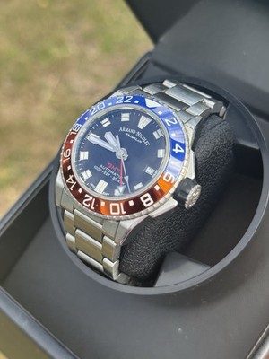 Armand Nicolet Tramelan GMT Pepsi Dial Automatic Stainless Steel Mens Watch 41MM