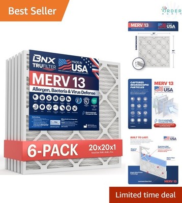 Air Filter MERV 13 6-Pack Electrostatic Pleated for HVAC AC Furnace Allergies