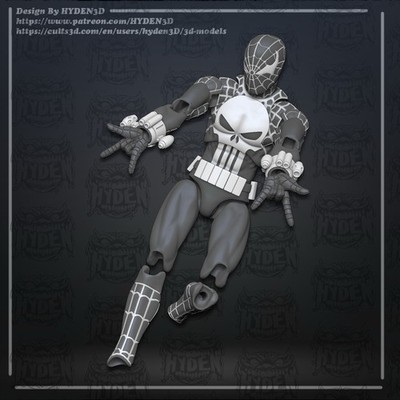 Spiderman Punisher Mafex CT custom Unpainted 1/12 kit 3d Parts Only