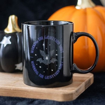 Working the Graveyard Shift Bat Black Witchy Gothic Keramik Geschenkbox Becher