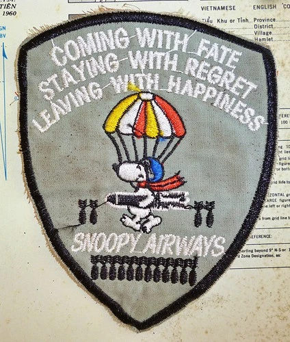 Snoopy Airways - Patch - Staying w Regret - Leaving With Happiness - Vietnam War