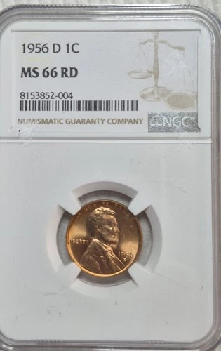 1956 D Red Cent NGC MS66 RD. A0644.