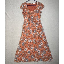 Madewell Womens Floral Flutter Sleeve Maxi Dress Orange Rust Size 2 Cottagecore