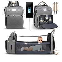 Multi-Function Baby Diaper Backpack Baby Folding Bed Nappy Mummy Changing Bag UK