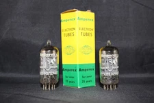 2 CLEAN MATCHED Pair 1957 Amperex ECC82 12AU7 Bugle Boy k63 Amplitrex Tested