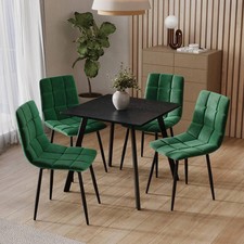 Moderner Esstisch & 4-tlg. gepolsterte Stühle Set stilvoll bequem Küche schwarz