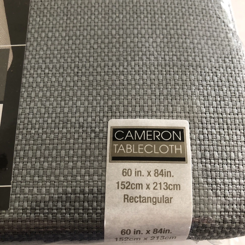 Gray Cameron Textured Fabric Table Cloth 60x84” Easy Care Benson Mills - Image 3 of 4