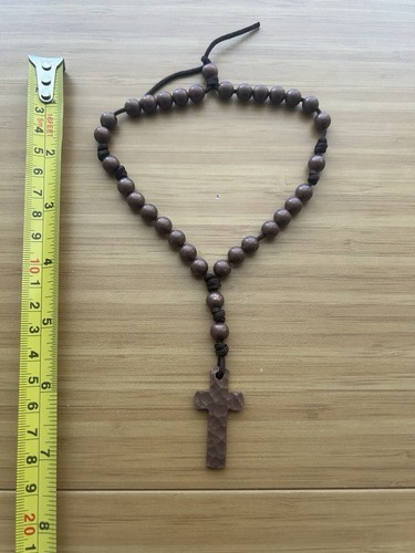 Copper Mini Rosary Hammer Texture Cross Necklace