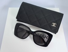 Chanel CH5422 53mm Square Sunglasses in Black w. Polarized Gray Lens Crystal Arm