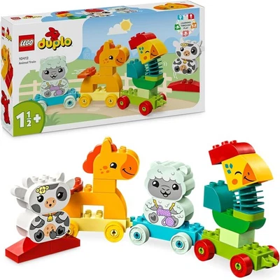 LEGO DUPLO Tierzug, Zug-Spielzeug mit Rädern, kreative Tierfiguren zum Bauen und
