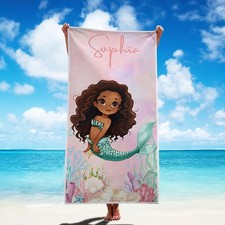 Pink Dreamy Mermaid Princess Beach Towel, Quick-Drying Suitable for Beach, Swim