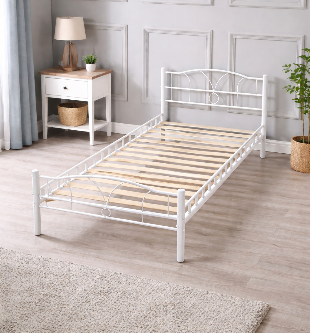 Cadre de lit en métal 140x190 avec sommier intégré noir pour adulte