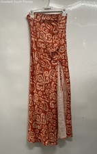 Micas Womens Orange And Beige Ikat Print Side Zip Slit Maxi Skirt Sz S With Tags