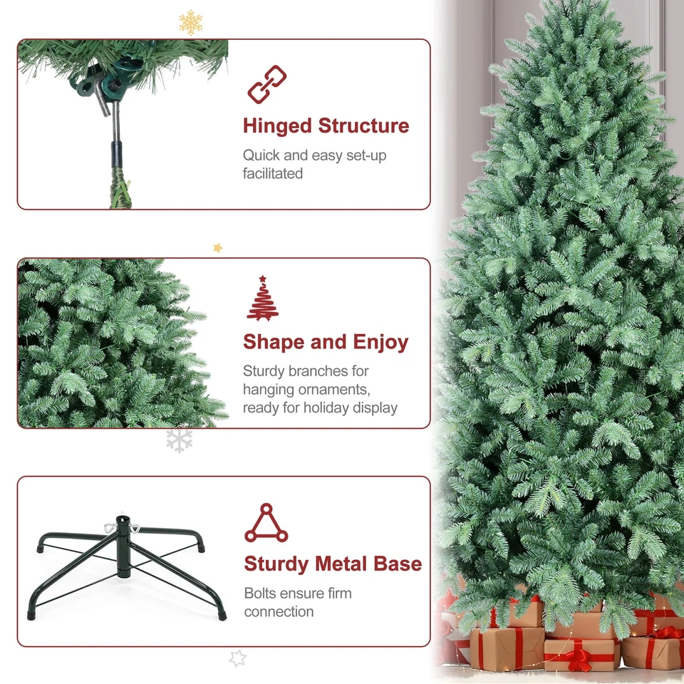 Árbol de Navidad artificial de 4-9 pies verde azul abeto árbol con bisagras y base plegable Foto 4 de 4