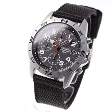SEIKO SND399P SND399P1 Black Chronograph 100m Men's Watch in Box New