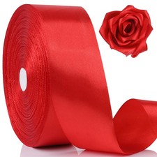 100 Yards Ribbon,1-1/2 Inch Red Satin Ribbon,Single Face Satin Ribbons,Perfec...