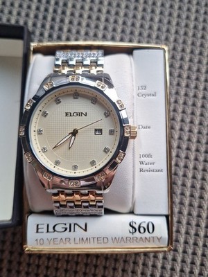 Elgin Men's Vintage New Old Stock FG9100 2 Tone Quartz. New In Box. 132 Crystals