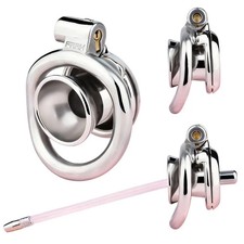 Inverted Flat Men's Chastity Belt Cage Fixed Arc Rings Invisible Lock ring
