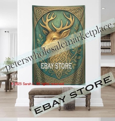 Deer Crest Medieval Fantasy Interior Design knot art 59X82 in