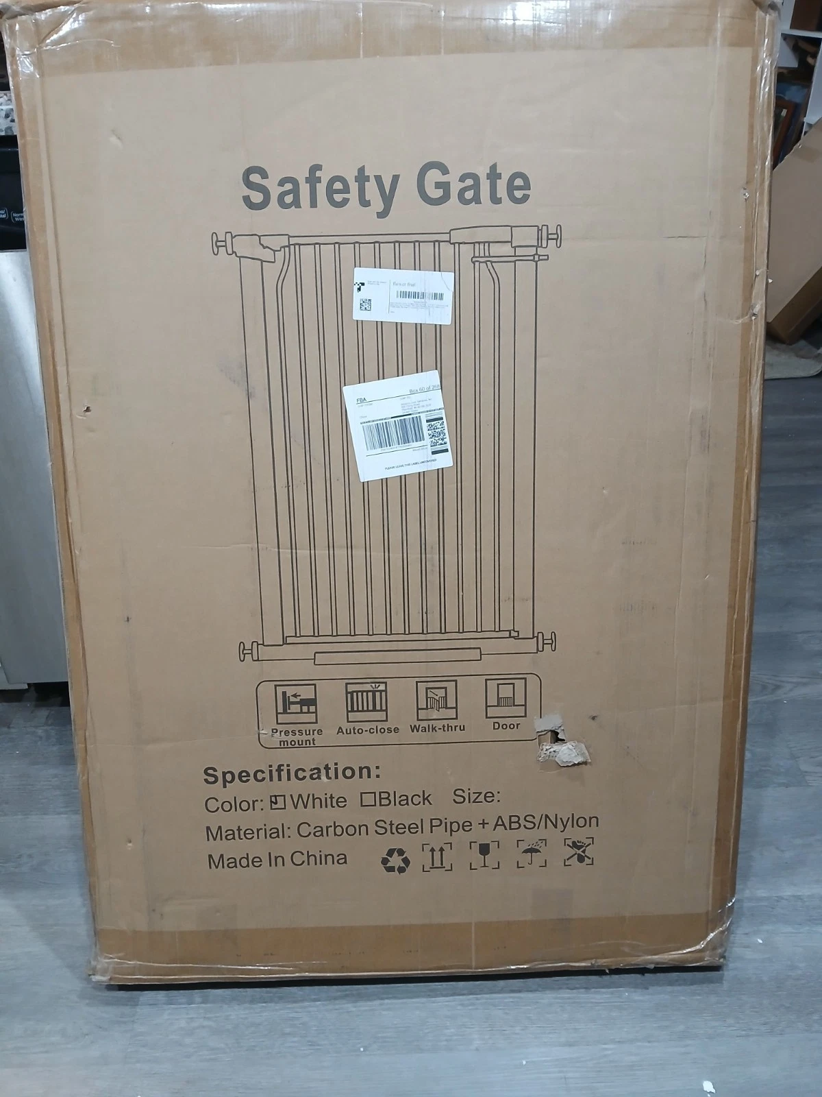 60.2"-65.7" Baby Gates Extra Wide, 40.5" Tall Dog Gate Indoor, Walk through Pet
