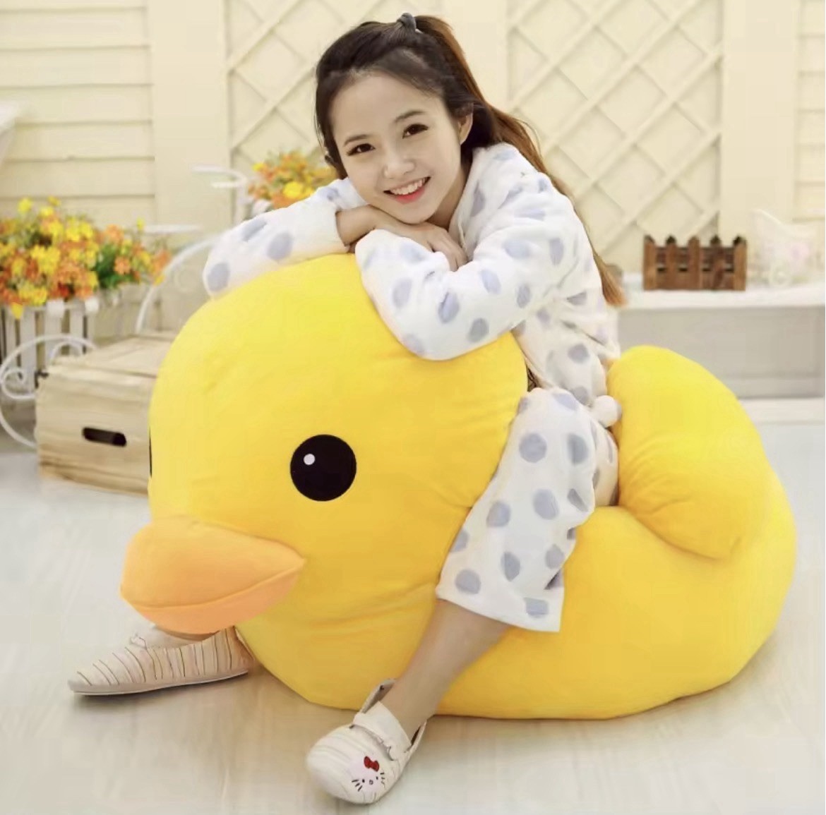 Peluche canard géante anniversaire 50cm, le cadeau idéal pour fille et garçon