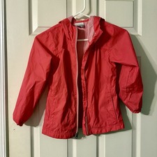 Columbia Youth Pink Hooded Rain Jacket, Size S 7/8