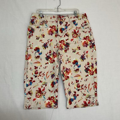 Gloria Vanderbilt Kaia Skimmer Capri Floral Jeans Size 18 Cotton Spandex Stretch