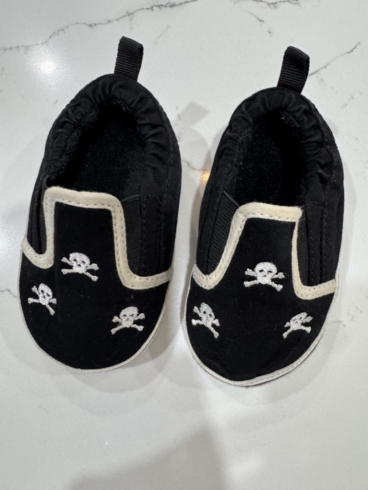 Punk Rock Skulls Black & White Slip-ons M 6-12 Months