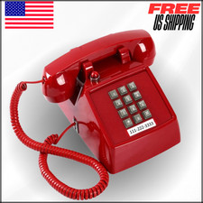 Retro Corded Telephone Traditional Red Landline Desk Phone, Classic 2500 Vintage