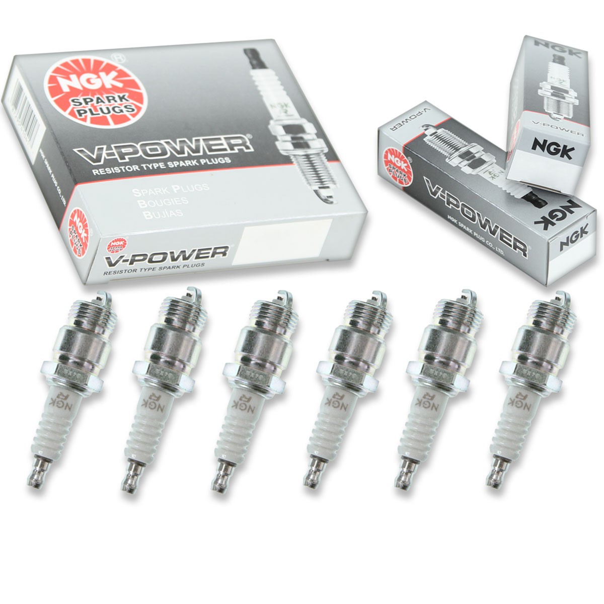 6 pcs NGK V-Power Spark Plugs for 1983 Ford LTD 3.3L L6 - Engine Kit Set iv