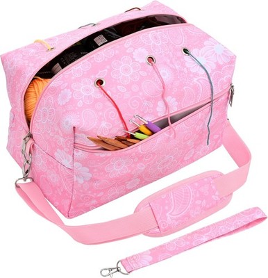 yookee home Crochet Bag Organizer - Knitting - Yarn Storage Pink 