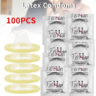 100PACK Ultra Thin Lubricated Bulk Condoms for Men Extended Pleasure Sex Time