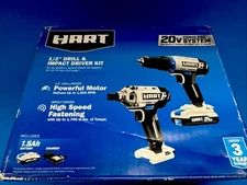 HART HPCK201B 20V Cordless 2-Piece 1/2" Drill / Impact Driver Combo Kit - NEW
