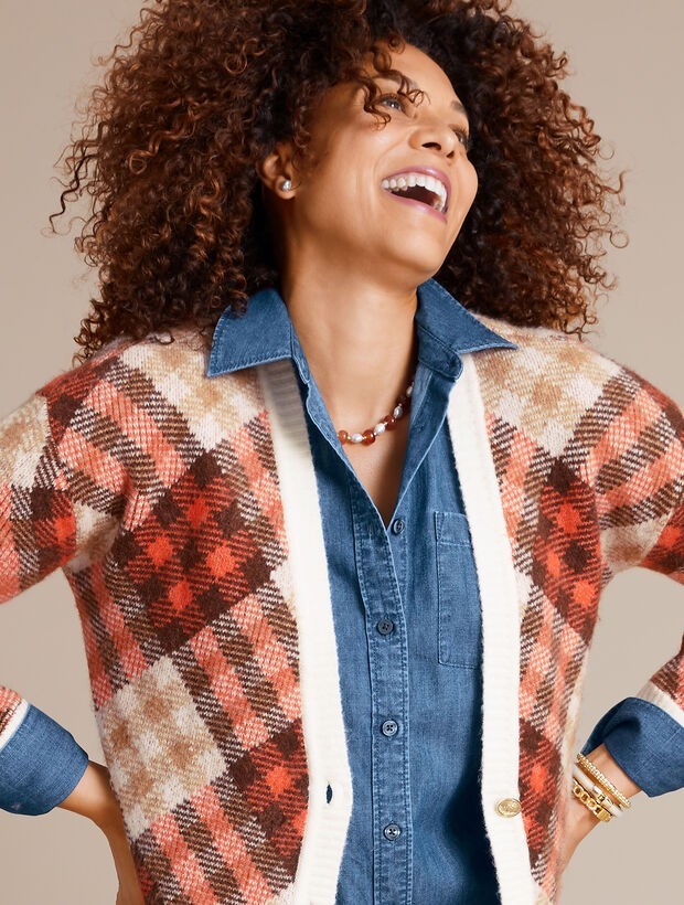 Talbots Oversized Cozy Multicolor Statement Plaid… - image 2