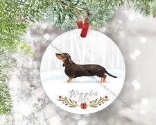 Personalized Dog Ornament, Dachshund Ornament, Winter Snow Scene, Custom Dog ...