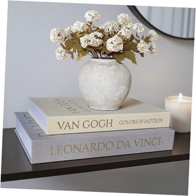 Decorative Linen Book Set of 2, Faux Book Storage Box, Coffee Table Grey-Beige