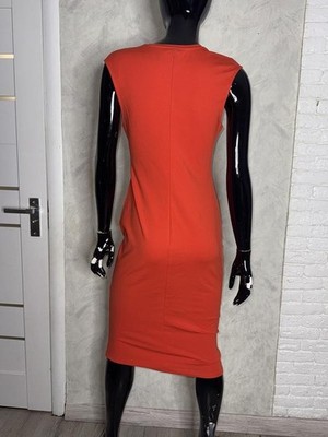 orange bodycon dress midi Orange Drape Shoulder Dress Rosies Closet