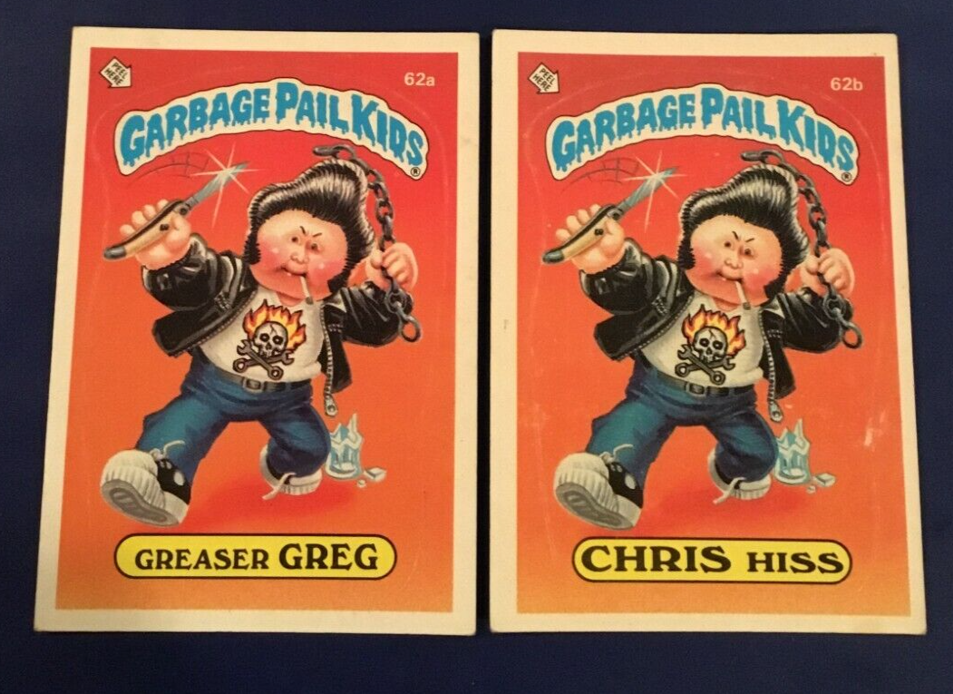 1985 Topps Garbage Pail Kids #62a GREASER GREG #62b CHRISS HISS