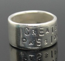 HALLMARKED GK STYLISH " CREATE PASSION " WIDE BAND STERLING SILVER RING SZ 8.75