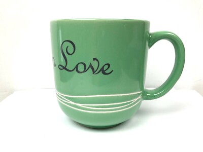 Large *Fall in Love Coffee Mug Tea Cup Glass Maple Leaf Seasons Wide Autumn Wide