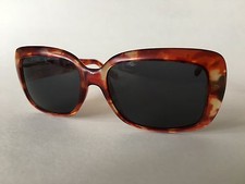 Visual Scene Red Clear Rectangular Sunglasses w/ Gray lenses vintage 1980's