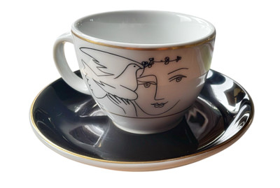 Königl. pr. Tettau Tasse mit Untertasse P. Picasso Visage de la Paix IX