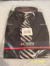 Chaps Boys Black Long Sleeve Stretch Shirt W/ Silver & Black Tie Size 4/5 XXS