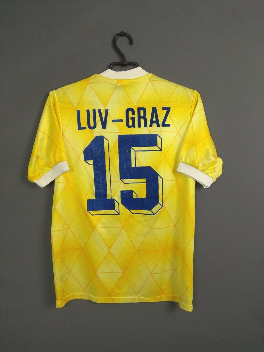 Maillot Vintage Luv Graz FC Autriche - Puma Taille S Homme, Jaune, Courte, Rétro 90s