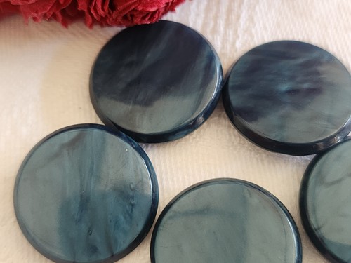 Lot 5 boutons vintage bleu maarbré pied 2 cm ref 768 - Picture 3 of 4